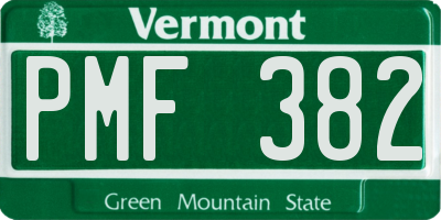 VT license plate PMF382