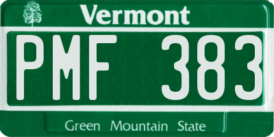 VT license plate PMF383