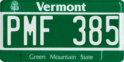 VT license plate PMF385