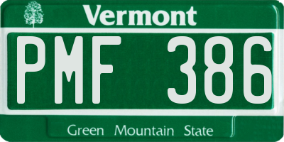 VT license plate PMF386