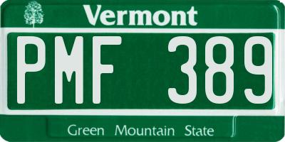 VT license plate PMF389