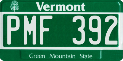 VT license plate PMF392