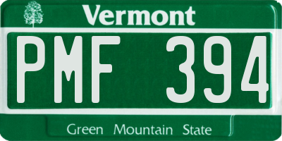 VT license plate PMF394