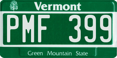 VT license plate PMF399