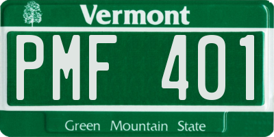 VT license plate PMF401
