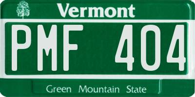 VT license plate PMF404