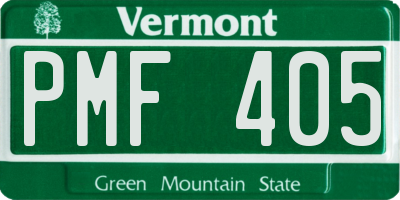 VT license plate PMF405
