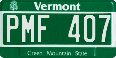 VT license plate PMF407