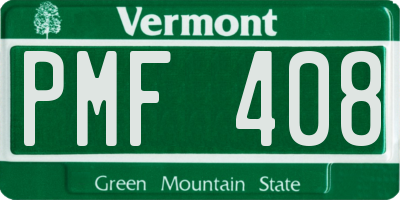 VT license plate PMF408