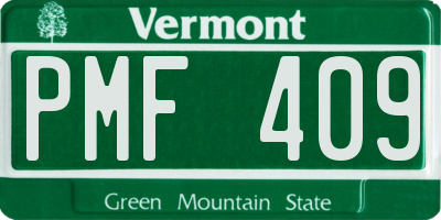 VT license plate PMF409