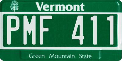 VT license plate PMF411