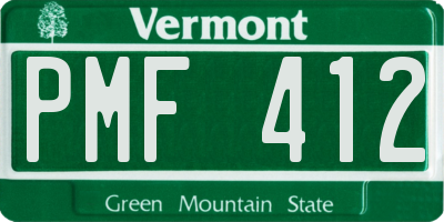 VT license plate PMF412