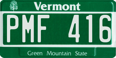 VT license plate PMF416