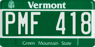 VT license plate PMF418