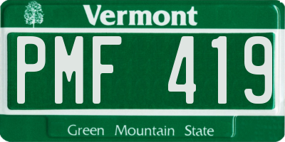 VT license plate PMF419
