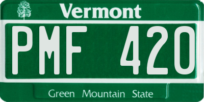 VT license plate PMF420