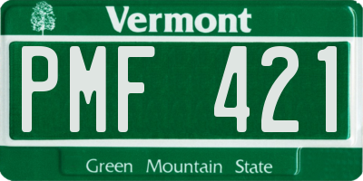 VT license plate PMF421