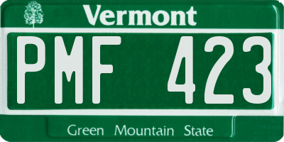 VT license plate PMF423