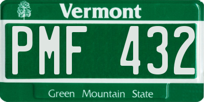 VT license plate PMF432