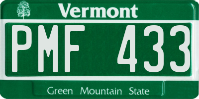 VT license plate PMF433