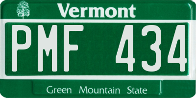 VT license plate PMF434