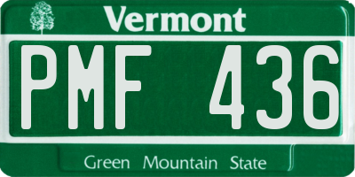 VT license plate PMF436
