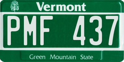 VT license plate PMF437