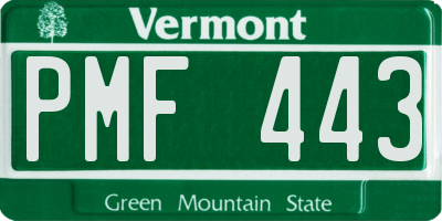 VT license plate PMF443