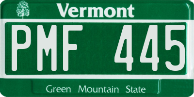 VT license plate PMF445