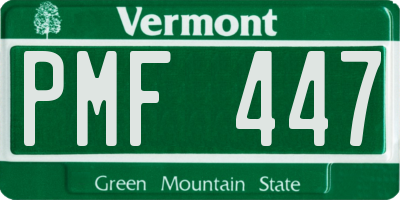 VT license plate PMF447