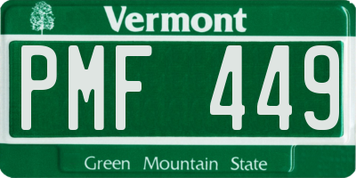 VT license plate PMF449