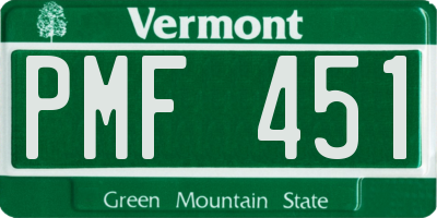 VT license plate PMF451
