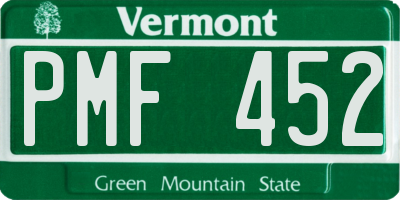 VT license plate PMF452