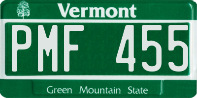 VT license plate PMF455