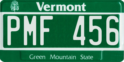 VT license plate PMF456