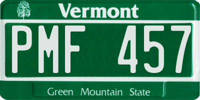 VT license plate PMF457
