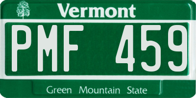 VT license plate PMF459