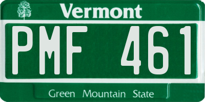 VT license plate PMF461