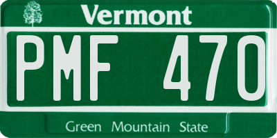 VT license plate PMF470