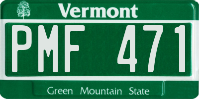 VT license plate PMF471