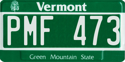 VT license plate PMF473