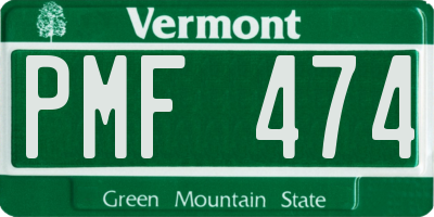 VT license plate PMF474
