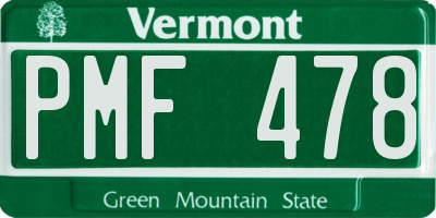 VT license plate PMF478