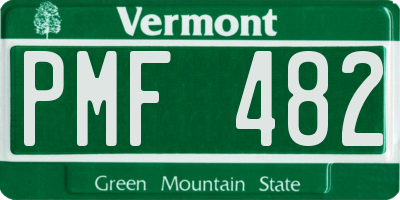 VT license plate PMF482
