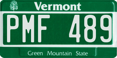 VT license plate PMF489