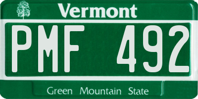 VT license plate PMF492