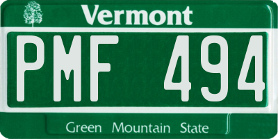 VT license plate PMF494