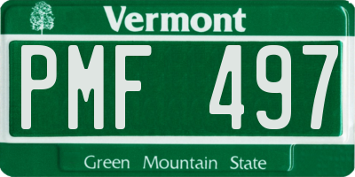 VT license plate PMF497