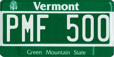 VT license plate PMF500