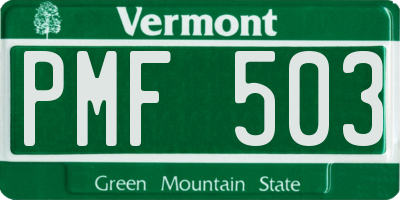 VT license plate PMF503